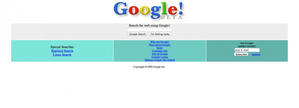 Beta di Google.com nel 1997