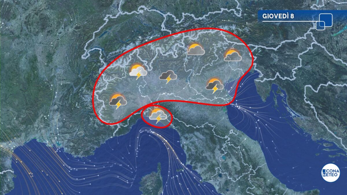 Apice di caldo al Centro-Sud, forti temporali al Nord