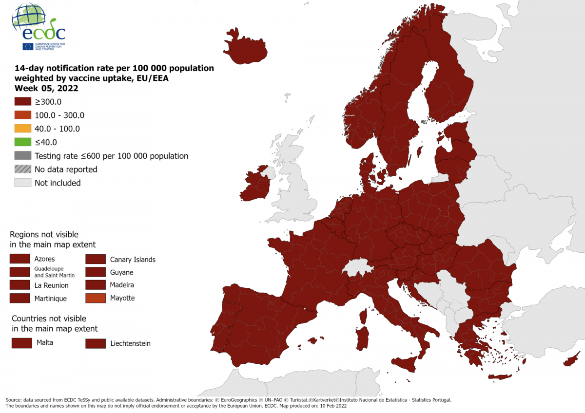 Covid Europa rosso scuro