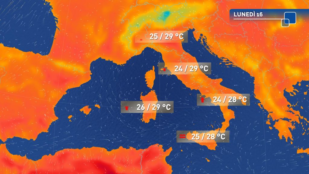 Meteo: clima da piena estate sull'Italia con qualche temporale al Nord