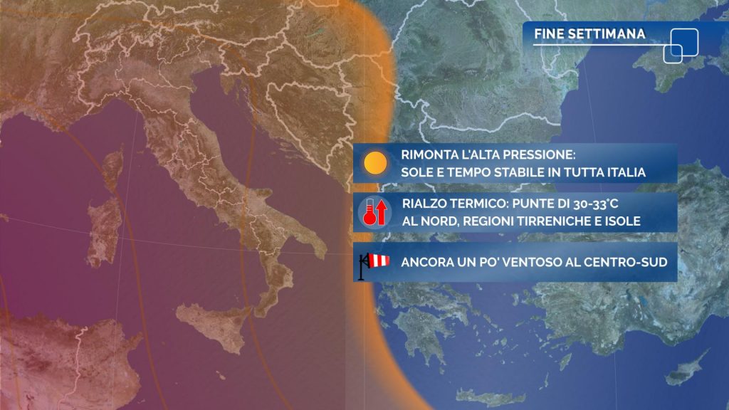 Meteo: ultime piogge al centro sud. Weekend ventoso ma con rimonta dell'alta pressione