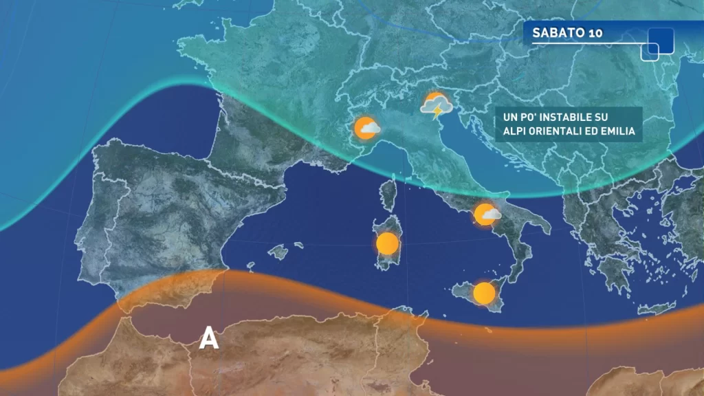 Meteo oggi: tempo ancora instabile al Nord e caldo anomalo al Sud