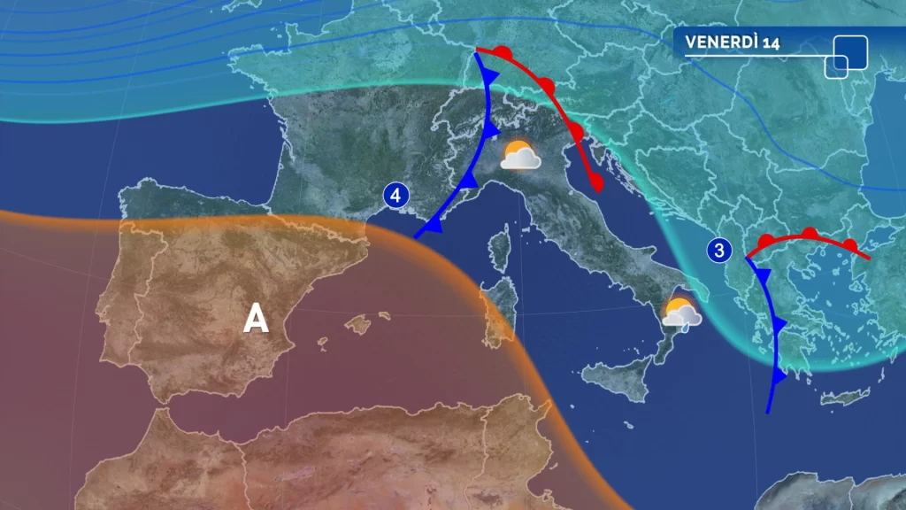 Meteo oggi: fase perturbata al Sud, alta pressione nel weekend