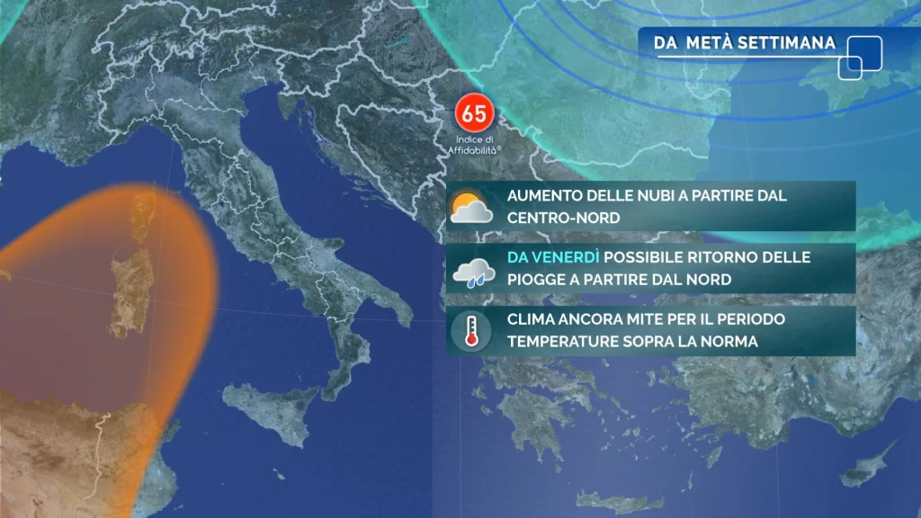 Meteo oggi: clima mite, svolta a metà settimana