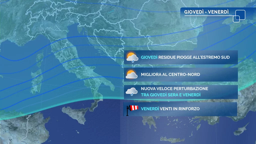 Meteo oggi: nuova perturbazione in arrivo tra stasera e domani