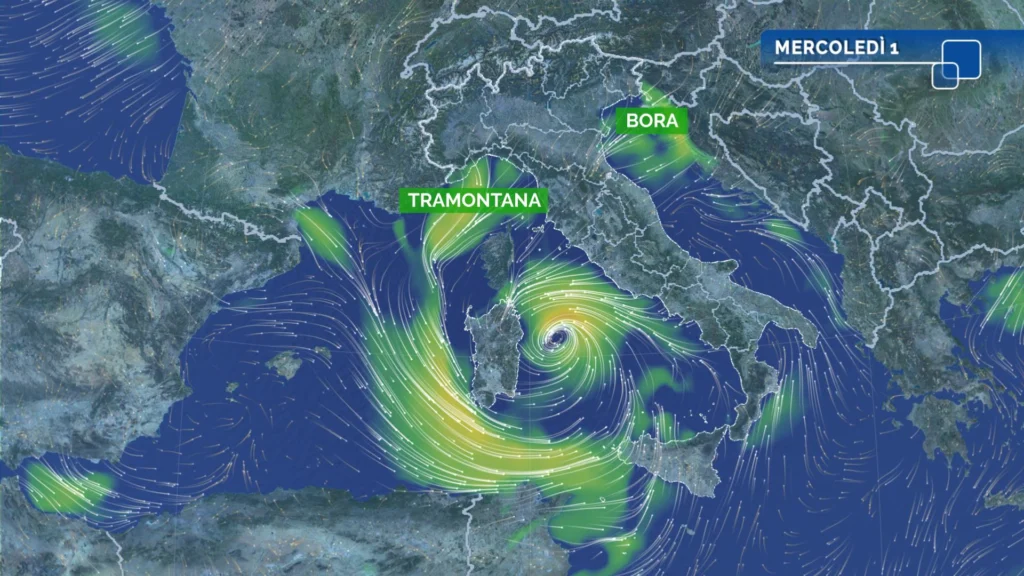 Meteo oggi: ciclone mediterraneo a ridosso dell'Italia