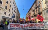 Corteo a Roma contro il governo, bandiere rosse e della Palestina a piazza Vittorio