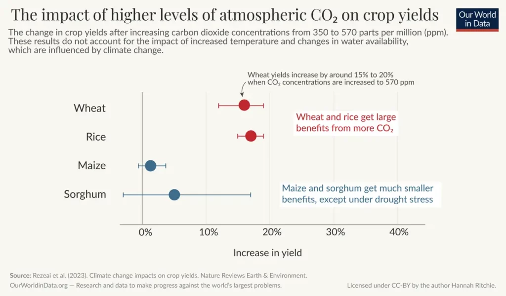 In che modo la CO2, la temperatura e l'acqua influiscono sui raccolti?